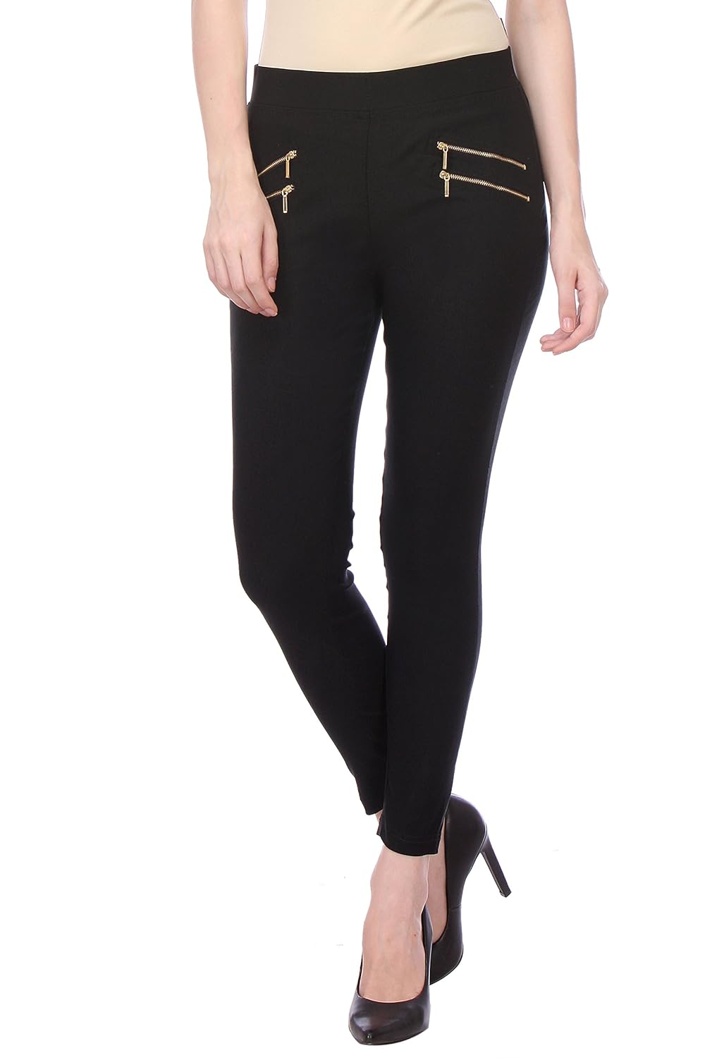 deewa cotton solid jeggings for women (pack of 2)