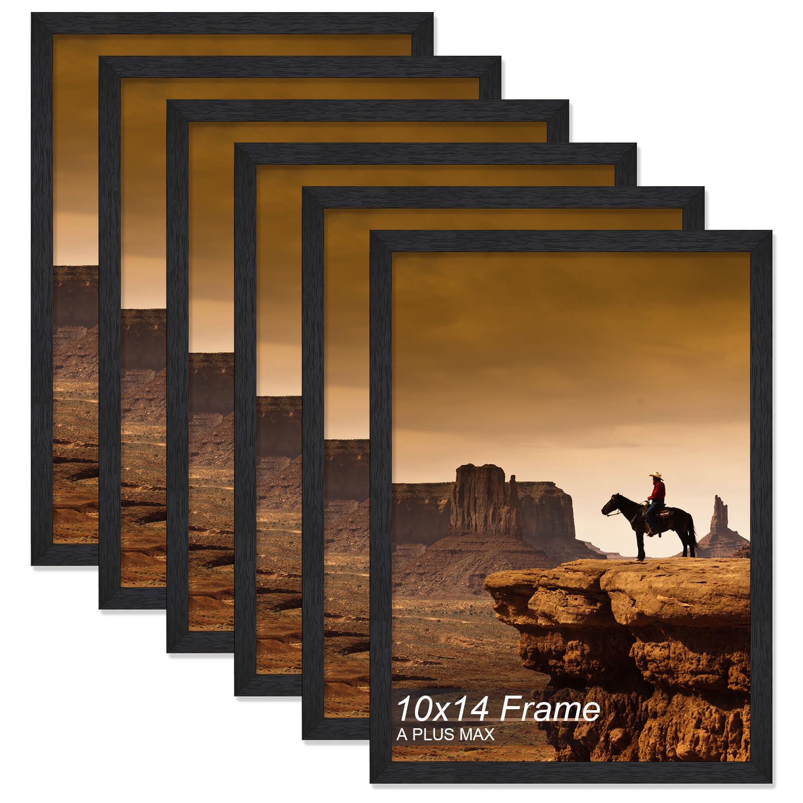 A PLUS MAX 10x14 Picture Frame Set of 6, Black