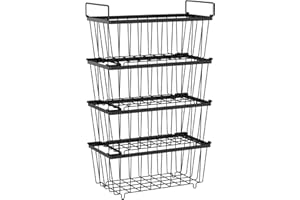 iSPECLE Freezer Organizer Bins - 4 Pack Small Stackable Deep, Bins for 7 Cu.Ft, Easy Get Bottom Foods without Digging, Chest Freezer Organizer Prevent Frozen Food Waste, Black