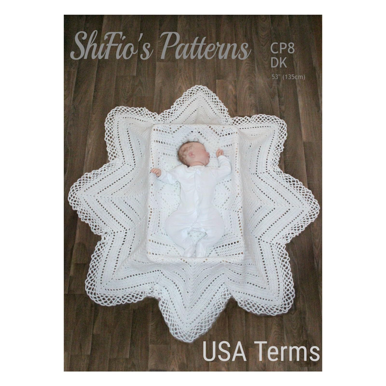 Paper Crochet Pattern for Babies Shawl, Baby Double Knitting Pattern, UK Terminology, CP8