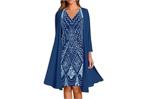 ADHOWBEW Formal Dresses for Women Plus Size Lace Chiffon Two Piece Set Dress Elegant Long Sleeve Midi Dress