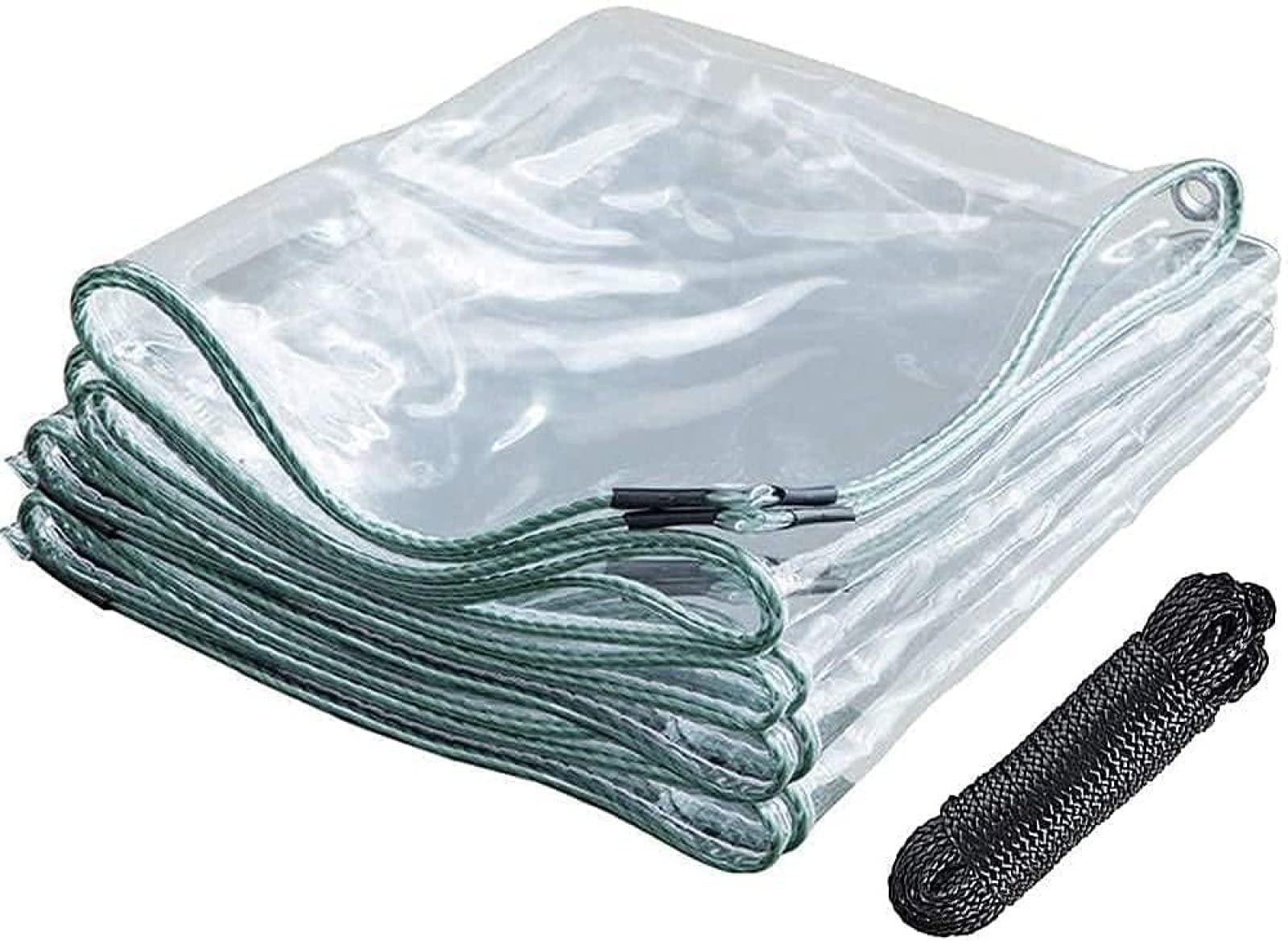Transparent Tarpaulin with Eyelets Waterproof Tarpaulin PVC - 420 g/m² - 0.3 mm Thick, Garden Furniture Protective Cover Home Garden Outdoor Plant Outdoor (1 x 1 m)