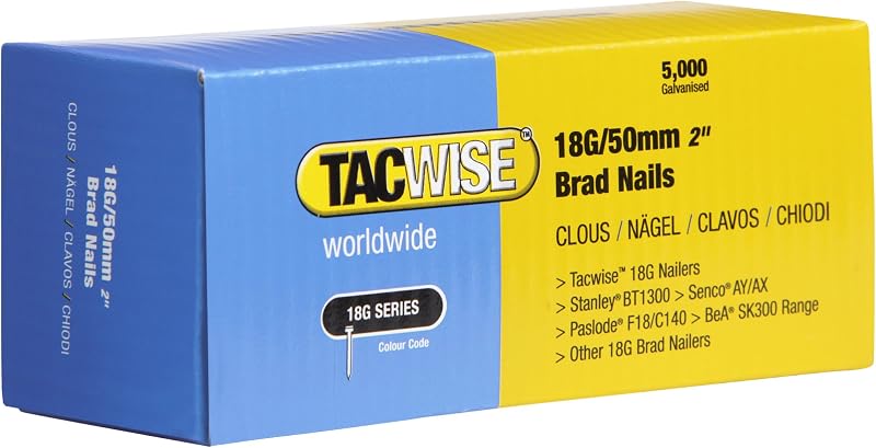 Tacwise 0401 18G 50mm Galvanised Brad Nails Pack 5000
