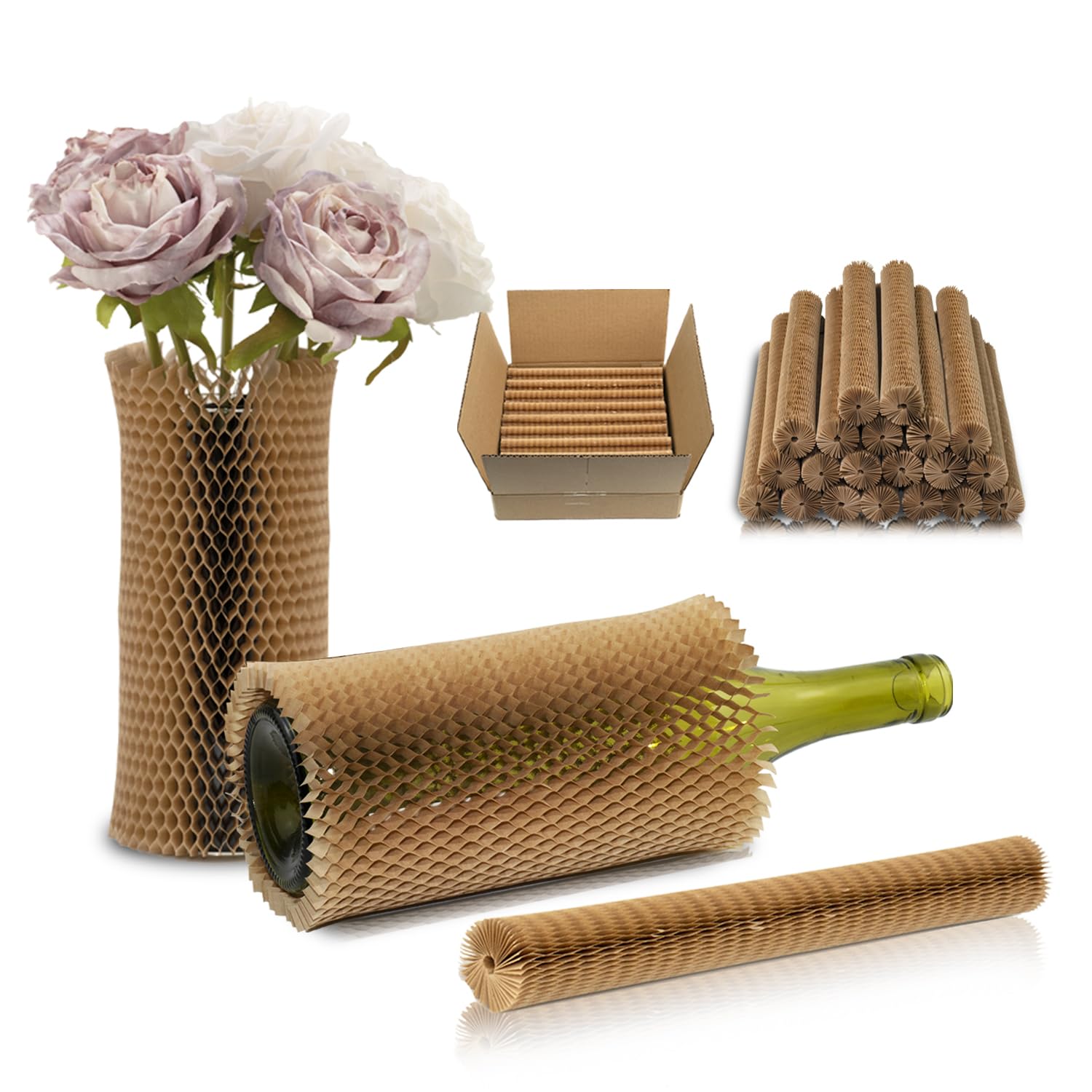 20 Pack Bubble Wrap Sleeves for Moving House, Honeycomb Packing Paper, Glass Jar Cup Wine Bottle Protector Cases Protective Wrap,Packaging Materials (22cmX20pack)