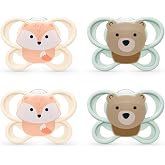 NUK Perfect Match Air Pacifiers, 0-6 Months, 4-Pack, Fox &amp; Bear | Extra-Large Shield Openings, Orthodontic Nipple, 98% Baby Acceptance, BPA-Free, Dishwasher Safe