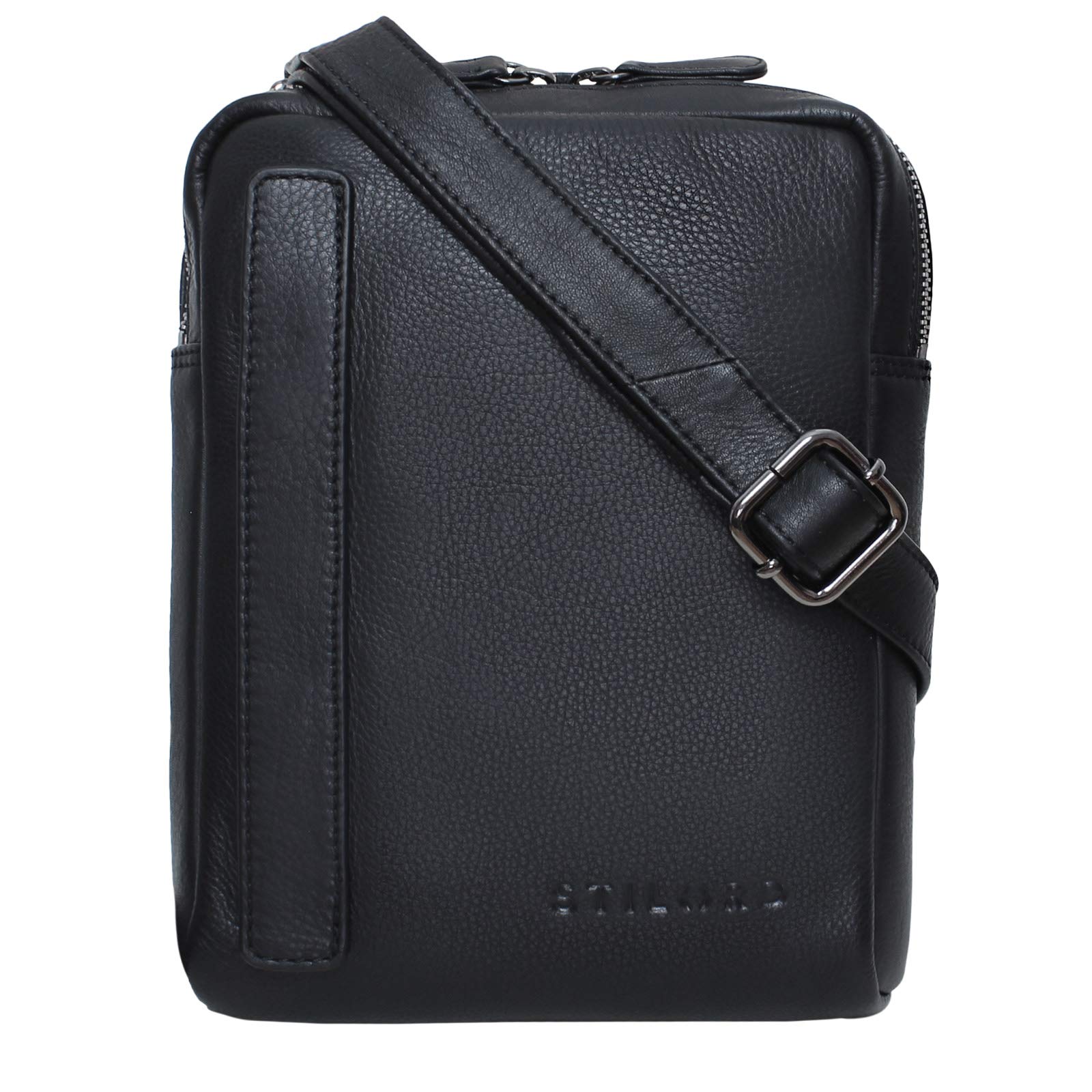 STILORD "John" Small Men's Leather Shoulder Bag Vintage Cross Body Cross Over for 8.4 Inch Tablet Handbag in Genuine Leather Colour:Black