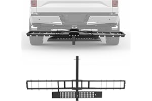 ECOTRIC 500LB Hitch Mount Motorcycle Carrier Transportation Racks Hitch Mount Rack Dirt Bike Hitch Truck Heavy Duty Steel Powder Coated Black w/Loading Ramp Tilt Stability Locking Device