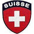 EmbTao Switzerland Flag Shield Patch Embroidered National Morale Applique Iron On Sew On Swiss Emblem
