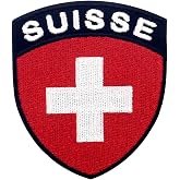 EmbTao Switzerland Flag Shield Patch Embroidered National Morale Applique Iron On Sew On Swiss Emblem