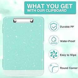 Sooez Glitter Clipboard with Storage, High Capacity