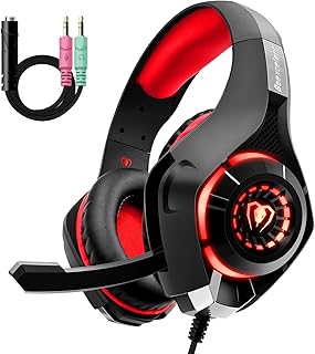Gaming Headset für PS4 PS5 PC Xbox One, LED Licht Crystal Clarity Sound Professional Kopfhörer mit Mikrofon für Laptop Mac Tablet Nintendo Switch