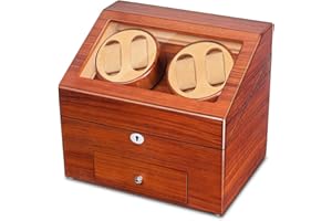JQUEEN Automatic Wood Watch Winder Display Box 4+9 Storages