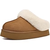 Litfun Fuzzy Platform Slippers for Women Comfy Winter House Shoes With Memory Foam Indoor Outdoor