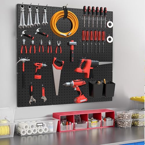 6-Pack White Pegboard Wall Organizer – 10x10 Inch Panels For Garage, Kitchen, Craft Room Storage