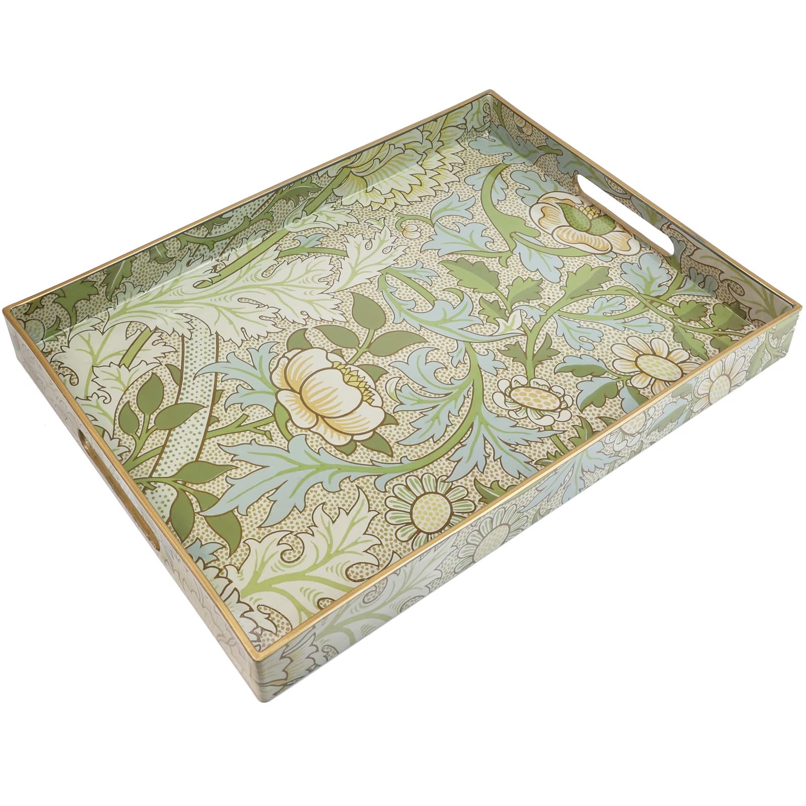 Photo 1 of Spsyrine Serving Tray with Handles, Plastic Decorative Tray for Coffee Table, Living Room, Home Decor, Dianthus