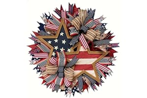 Generic Patriotic Wreath for Front Door - Handcrafted 4th of July & Memorial Day Wreaths - Vibrant Independence Day Decor - Perfect for Fourth of July and All Season Celebrations 45CM