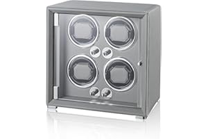 KOHUDIS Watch Winder for 2/4/6/9 Automatic Watches, high-end Leather Making, Super Quiet Mabuchi Motor, Two Power Modes, Built-in led Lights