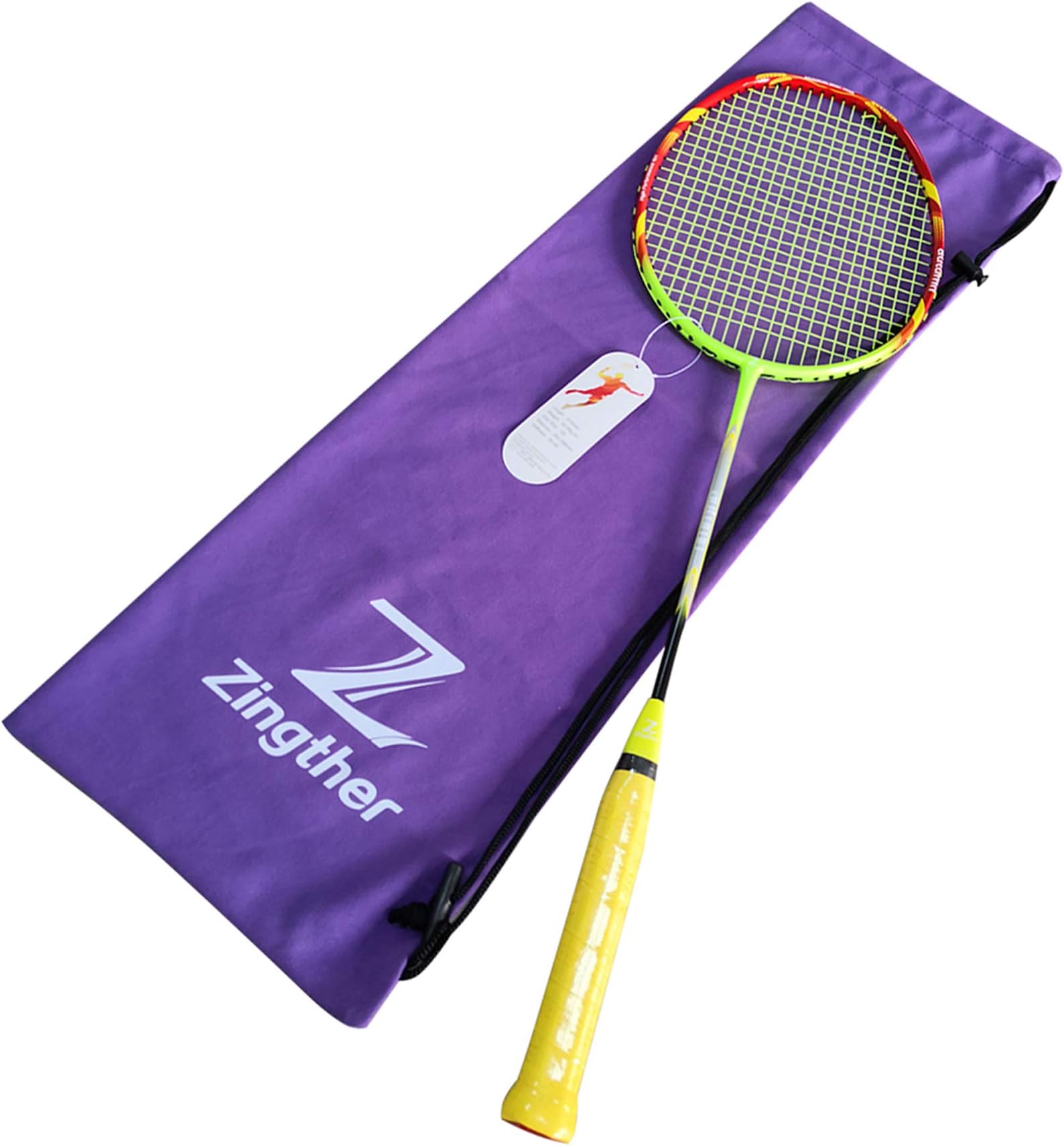 Zingther Professional Carbon Fiber Graphite Badminton Racket/Shuttle Racquet with String - Lightweight and Powerful (22lbs, 24lbs, 26lbs, Single, Pair and Bulk Packs)