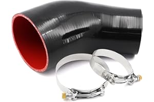 TuoLauthon 45 Degree 3 to 4 Inch(76-102mm) Silicone Reducer Coupler Hose,4-Ply Reinforced,Length 4Inch(102mm) with 2Pcs T-Bolt Clamps Turbo/Intercooler/Intake Piping