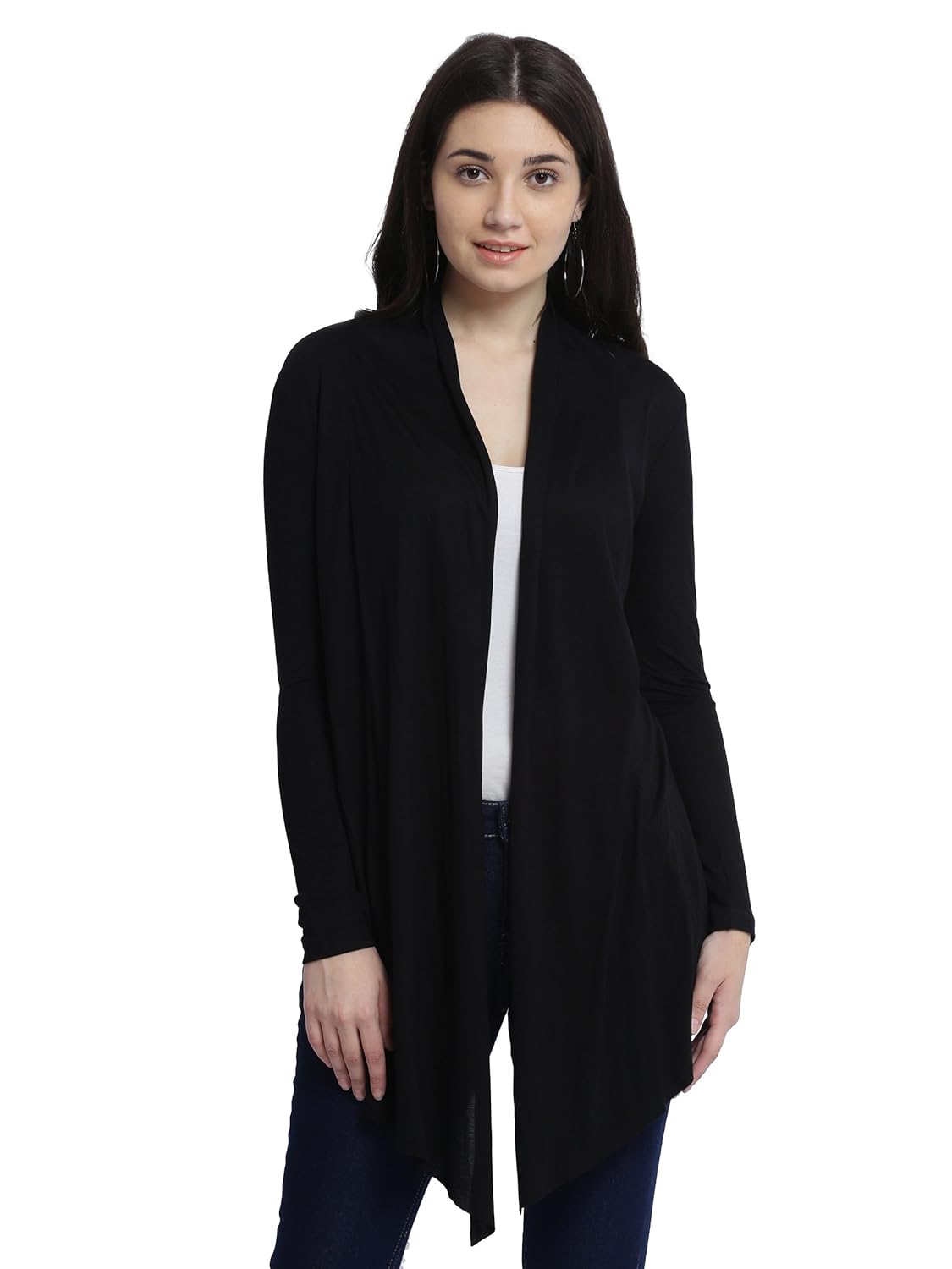 miss chase women's black open front waterfall shrug