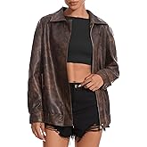 Casly Lamiit Women's Faux Leather Jacket Oversized Motorcycle Zipper Bomber Coats Fashion Casual Travel Outfits
