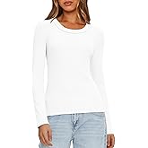 Darong Long Sleeve Shirts for Women Crew Neck Rib Knit Slim Fit Tops Basic Tee Casual T-Shirt Layer Clothes