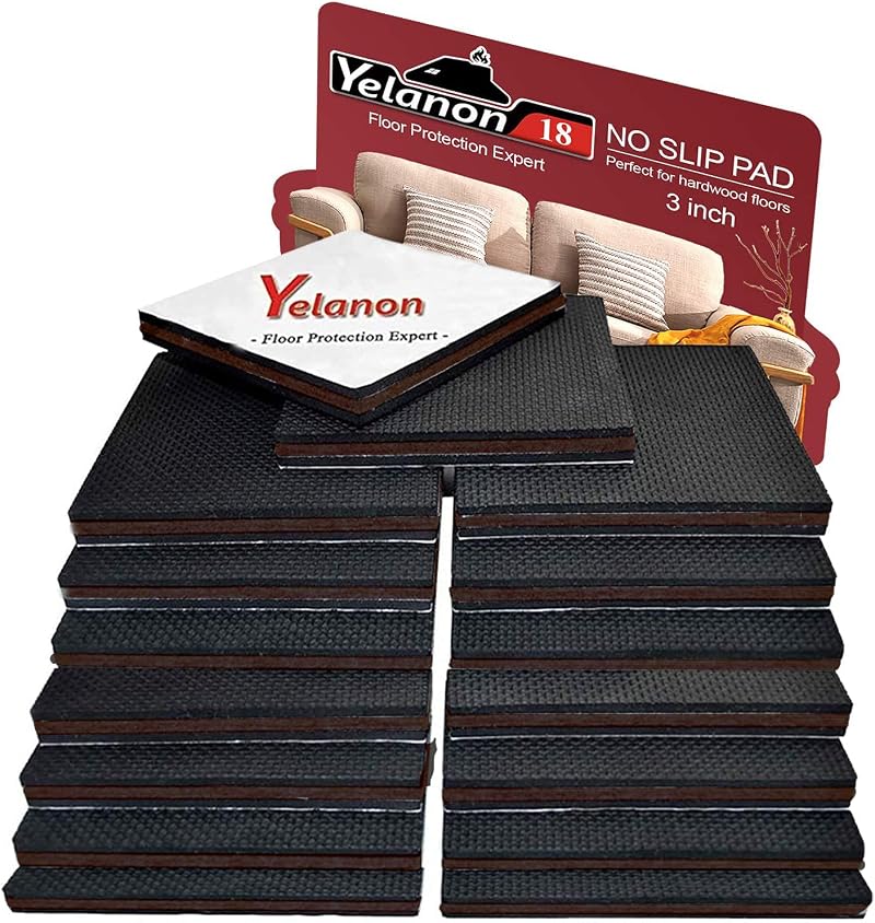 Yelanon Non Slip Furniture Pads 18 Pcs 75mm Self Adhesive Rubber Feet
