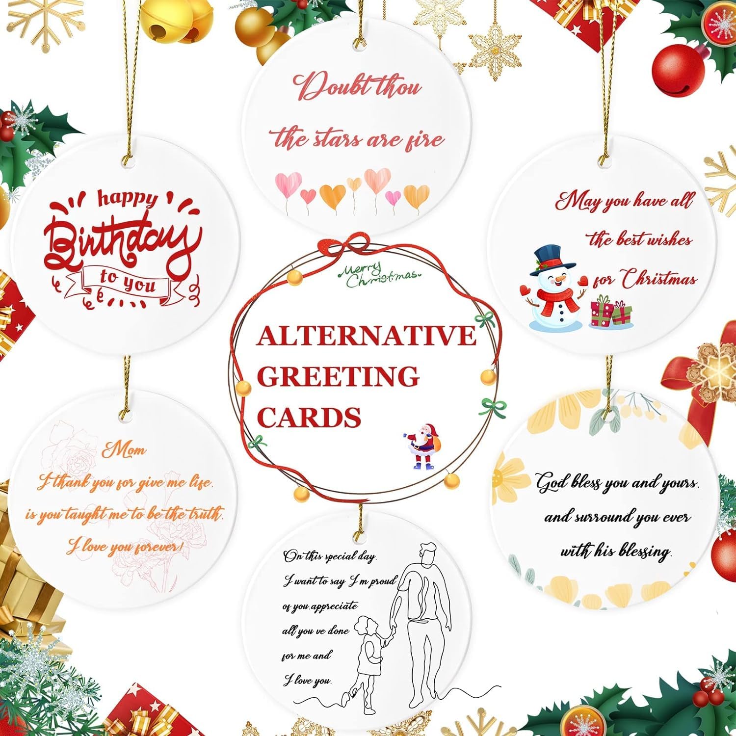 Sublimation Ceramic Ornaments - Bulk White Round Porcelain Ornament Blanks for Heat Press Printing - Personalized Xmas Tree Keepsake Crafts Gift Christmas Decorations