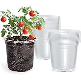 Bluepro 30 Packs 5 Inch Reinforced Clear Nursery Pots with Drainage Holes, Transparent Plastic Plant Pot Seedling Planter for Vegetable Propagation, Root Cutting, Seed Starting