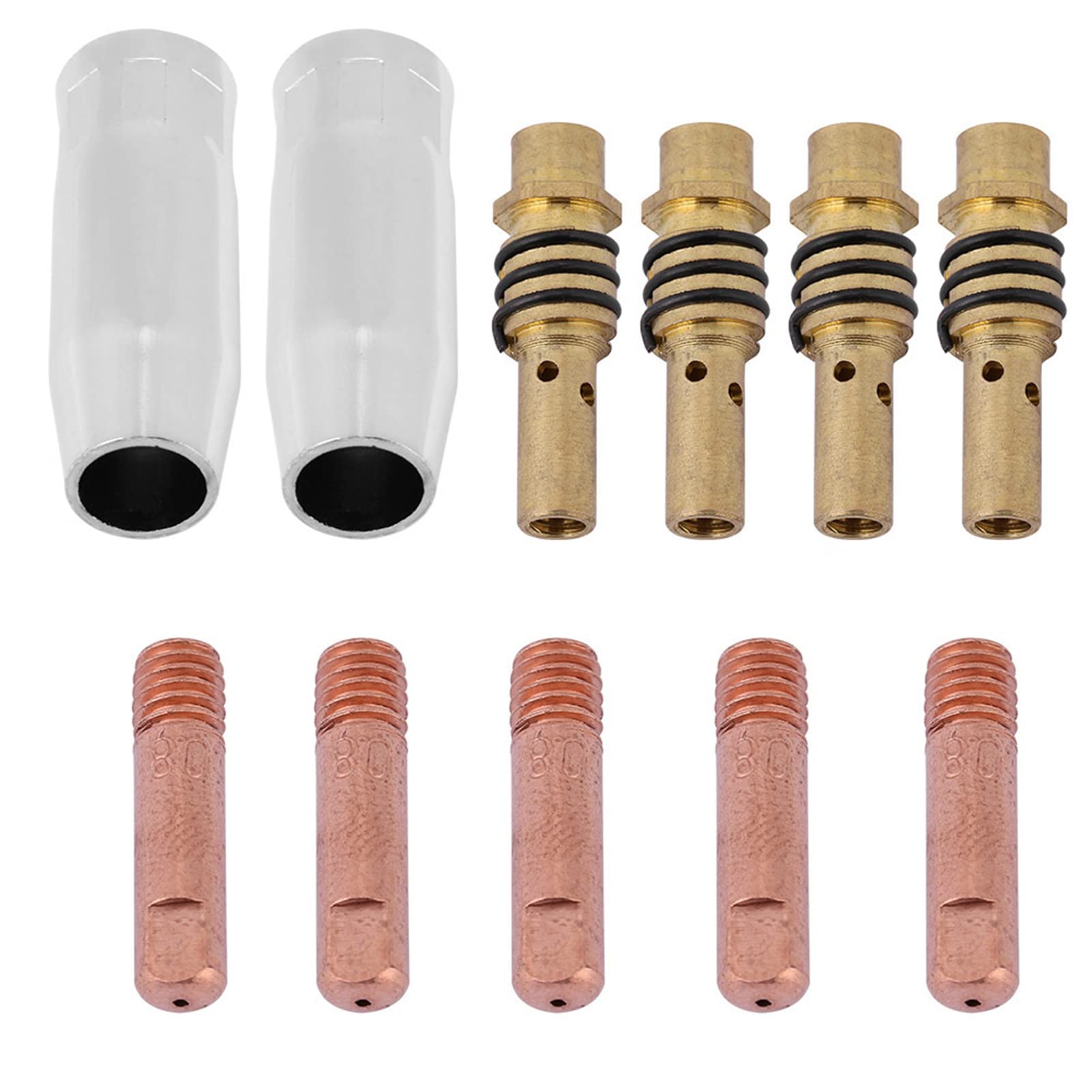 Contact Nozzle Tip Holder, 11Pcs Welding Torch Nozzle Contact Tips Holder Kit, Welder Consumable Accessory，MIG Welding Equipment Fit for 15AK Torch Gun