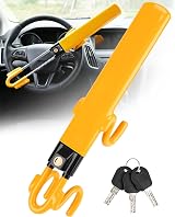Tevlaphee Steering Wheel Lock Twin Bar with 3 Keys Yellow Universal Fit view 2