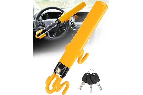 Tevlaphee Steering Wheel Lock Anti-Theft Car Device Heavy Duty Security Car Lock Antitheft Locking Devices Great Deterrent Ad