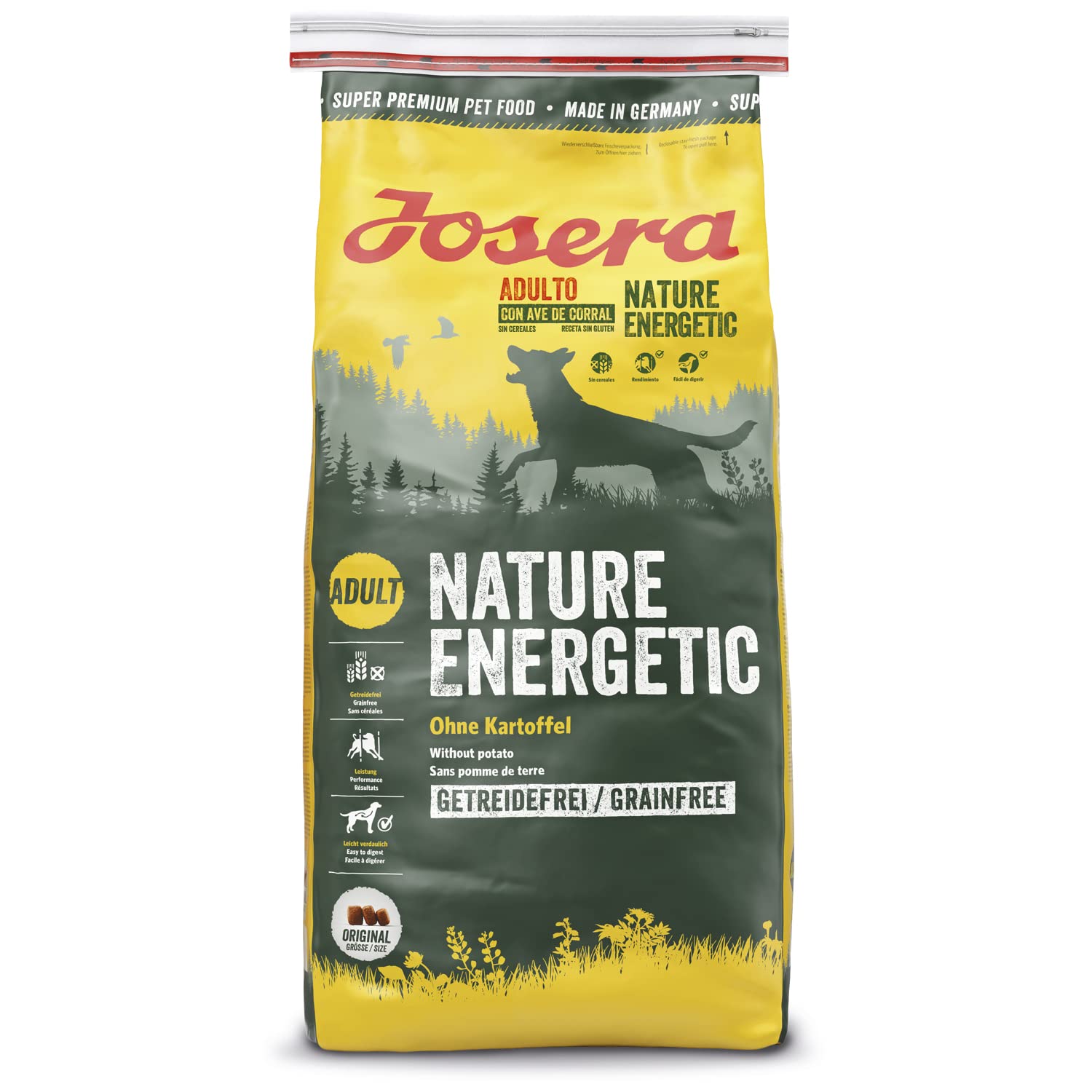 Josera Nature Energetic (1 x 15 kg), grain-free dog food without potatoes, super premium dry food for adult dogs, pack of 1