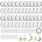 Button Maker Keychains Supplies, 200 Pcs 58mm Pin Maker Set, Metal Button Maker Supplies with Metal Shell Cover, Transparent Film &amp; Chain Head