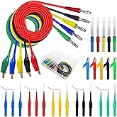 Linkstyle 30PCS Multimeter Test Lead Set, Back Probe Kit, Banana Plug to Crocodile Alligator Clips, Wire Piercing Probes for 