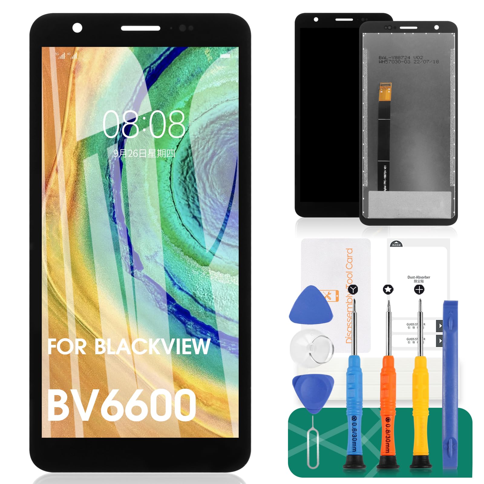 For Blackview BV6600 Screen Replacement For Blackview BV6600E LCD Display For Blackview BV6600 Pro Touch Screen Digitizer Assembly Repair Kits(Black)