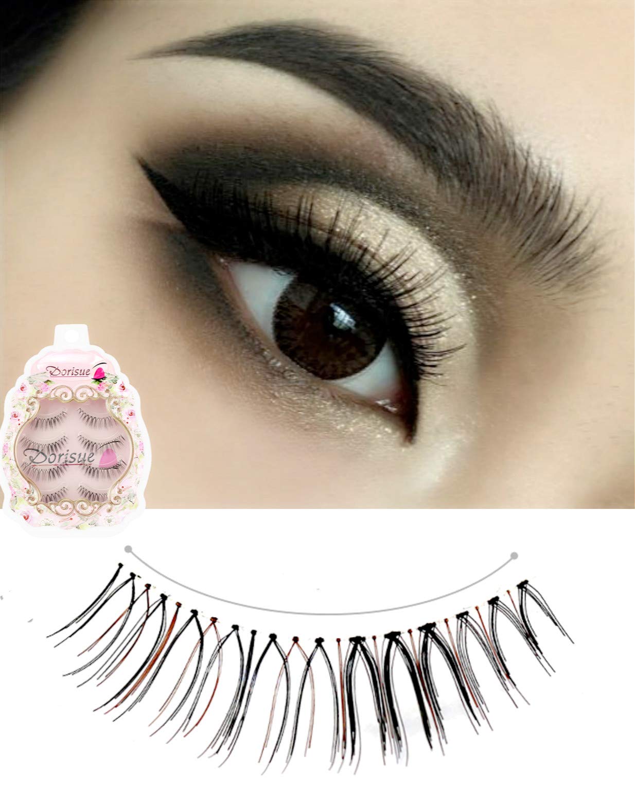 Dorisue 3D False Eyelashes natrual eyelashes with light weight 5-8mm short eyelashes for small eye crossover style 4 pairs lashes E4 — image 1