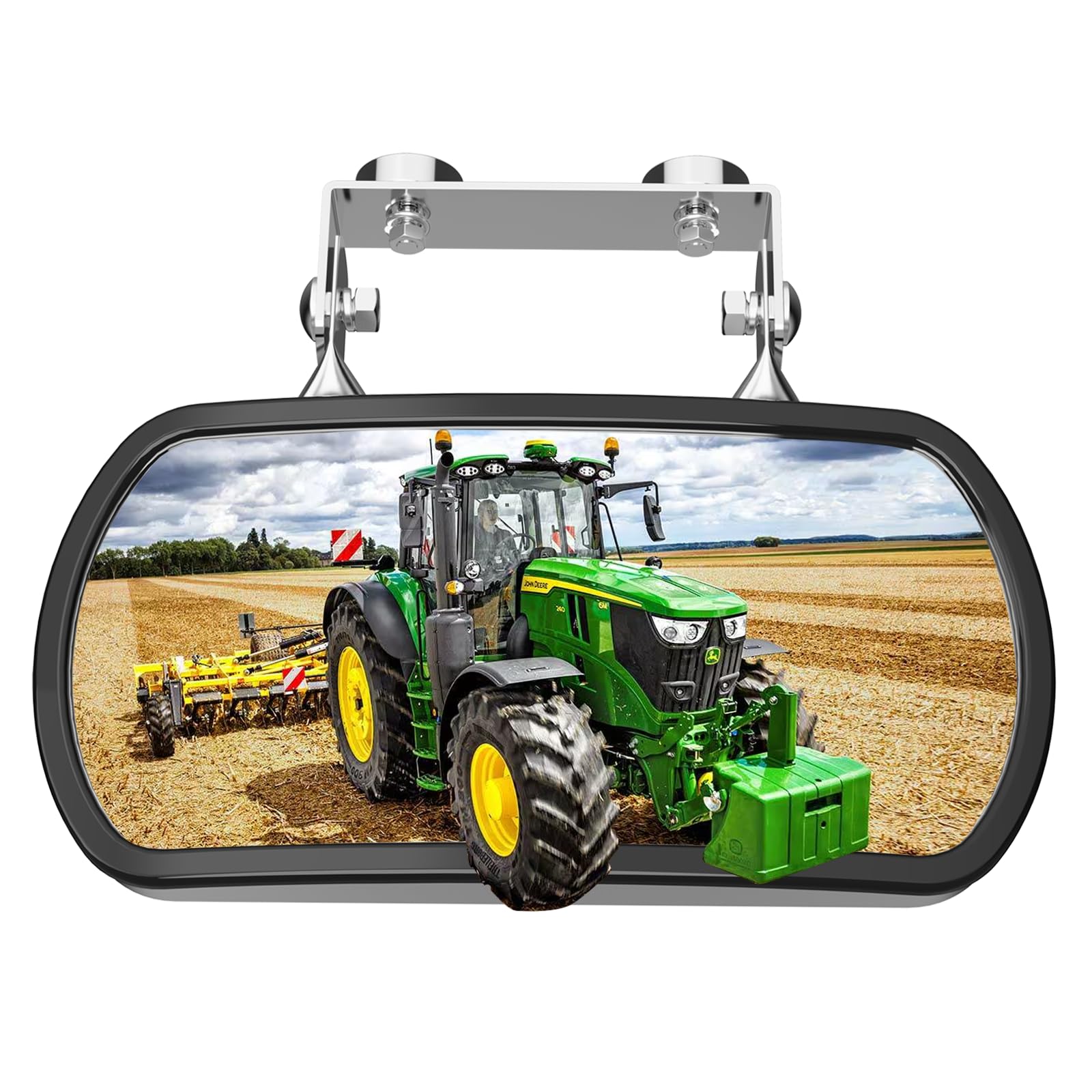 Photo 1 of Piclafe Universal Magnetic Tractor Mirror, Stainless Steel Rear and Side Mirror for Tractors, Forklifts, Lift Trucks, Golf Cart, Fit for John Deere, Kubota, Magnets or Screw Installation, no Vibration