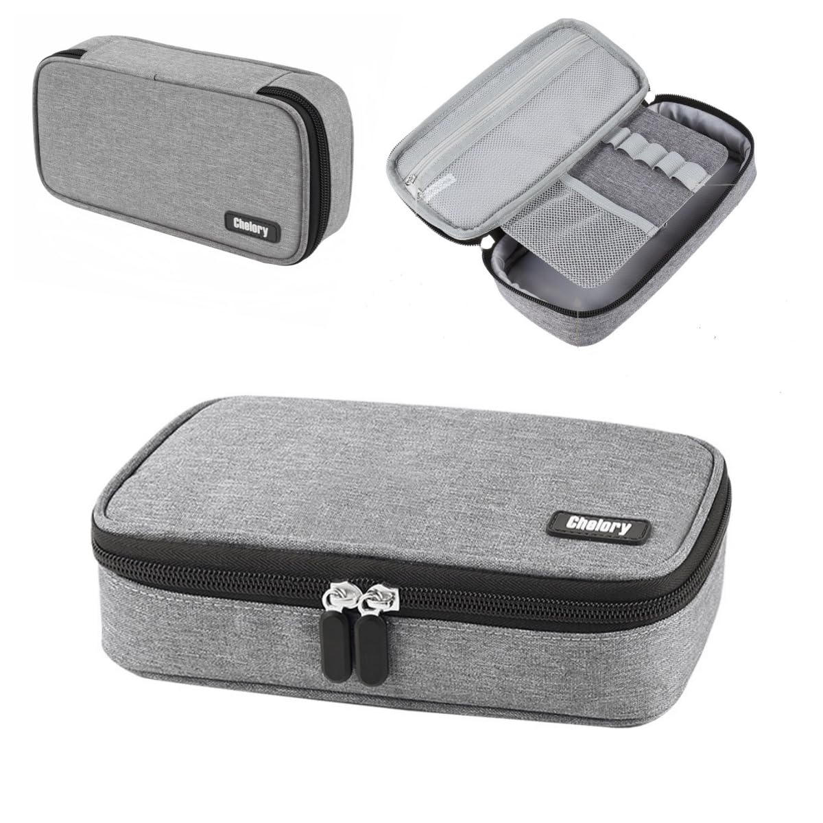 Chelory Pencil Case Large Capacity Pencil Cases Bag for Boys Girls Teens Big Storage Pen Pouch Holder Desk Organiser for Stationery Office Supplies Middle High School Student Makeup Bag Adult, Grey