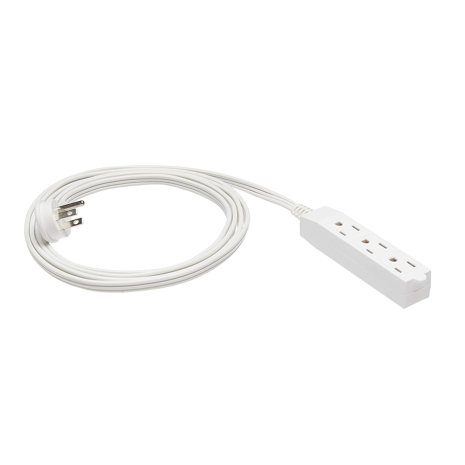 AmazonBasics Flat Plug Grounded Indoor Extension Cord with 3 Outlets