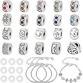 PH PandaHall 4 Bracelets with 20Pcs Clip Lock Bead Charms Bracelet Spacers Beads European Large Hole Beads 20Pcs Silicone Rubber Stopper for DIY Bracelet Jewelry Making