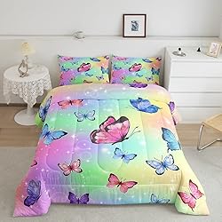 Rainbow Butterfly Full Size Bedding Sets Pink Blue