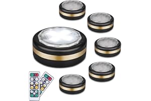 LEASTYLE Under Counter Lights for Kitchen,LED Puck Lights with Remote Control 6 Pack, Under Cabinet Lighting Battery Operated,Steps Lights Indoor, Stick-up Lights