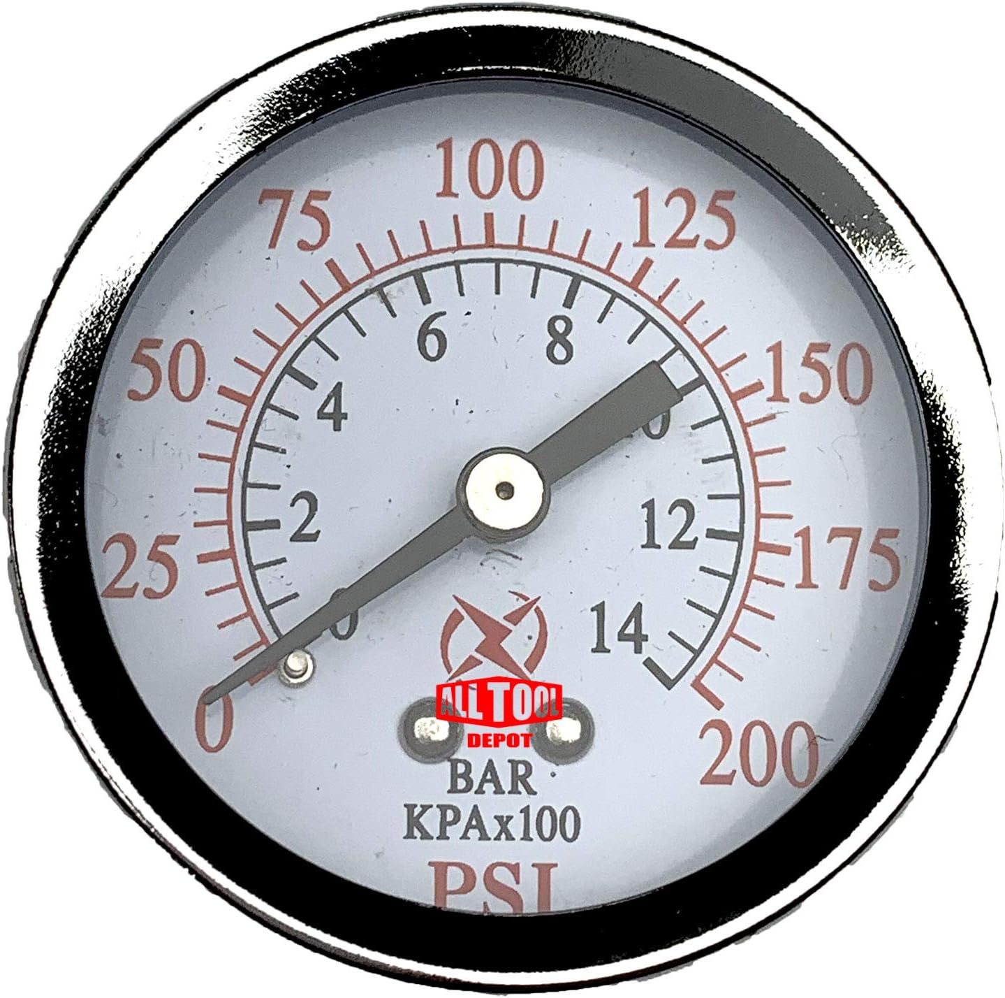 0 to 200 PSI Qty 2 Air Pressure Gauge 2" Center Back Mount 1/4" NPT 2