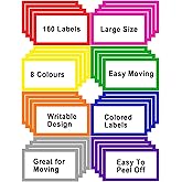 6 x 4 inch Large Moving Labels for Boxes, Blank Moving Boxes Labels Stickers, 160pcs 8 Color Coded Moving Stickers Packing Labels Stickers for Home Organization Projects, Kitchen, Storage Bins