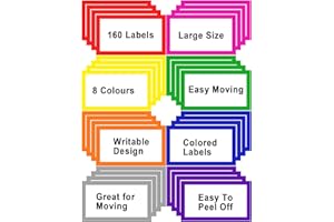 GICARE 6 x 4 inch Large Moving Labels for Boxes, Blank Moving Boxes Labels Stickers, 160pcs 8 Color Coded Moving Stickers Packing Labels Stickers for Home Organization Projects, Kitchen, Storage Bins