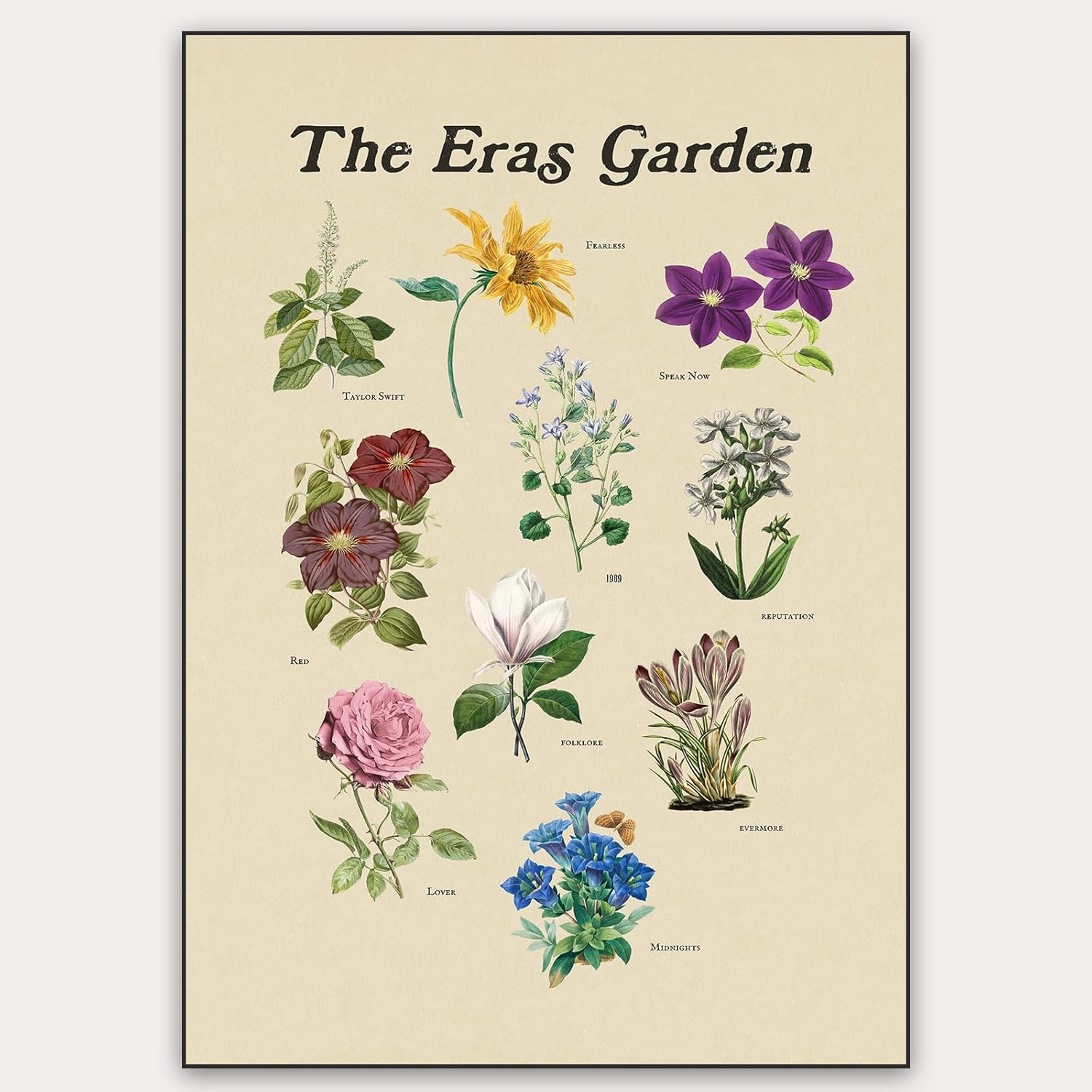 Wall Décor - Taylor Music lyrics Poster Vintage Botanical Floral Canvas Wall Art Prints (12x16inch, Unframed) Living Room Bedroom Decor music posters taylor Fans Gift