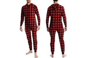 SLEEPHERO Men’s Fleece Onesie – Full Zip Union Suit with Hood – Soft Adult One-Piece Pajamas
