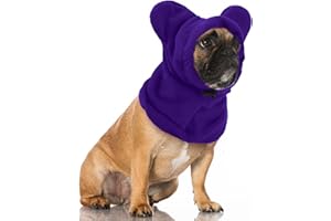 Clysee Winter Dog Hats Quiet Ears for Dogs Ear Muffs Pet Neck Warmer Scarf Hoodie Noise Protection Cover Beanie Head Wrap Costume for Pet Dog Cats(Purple,M)