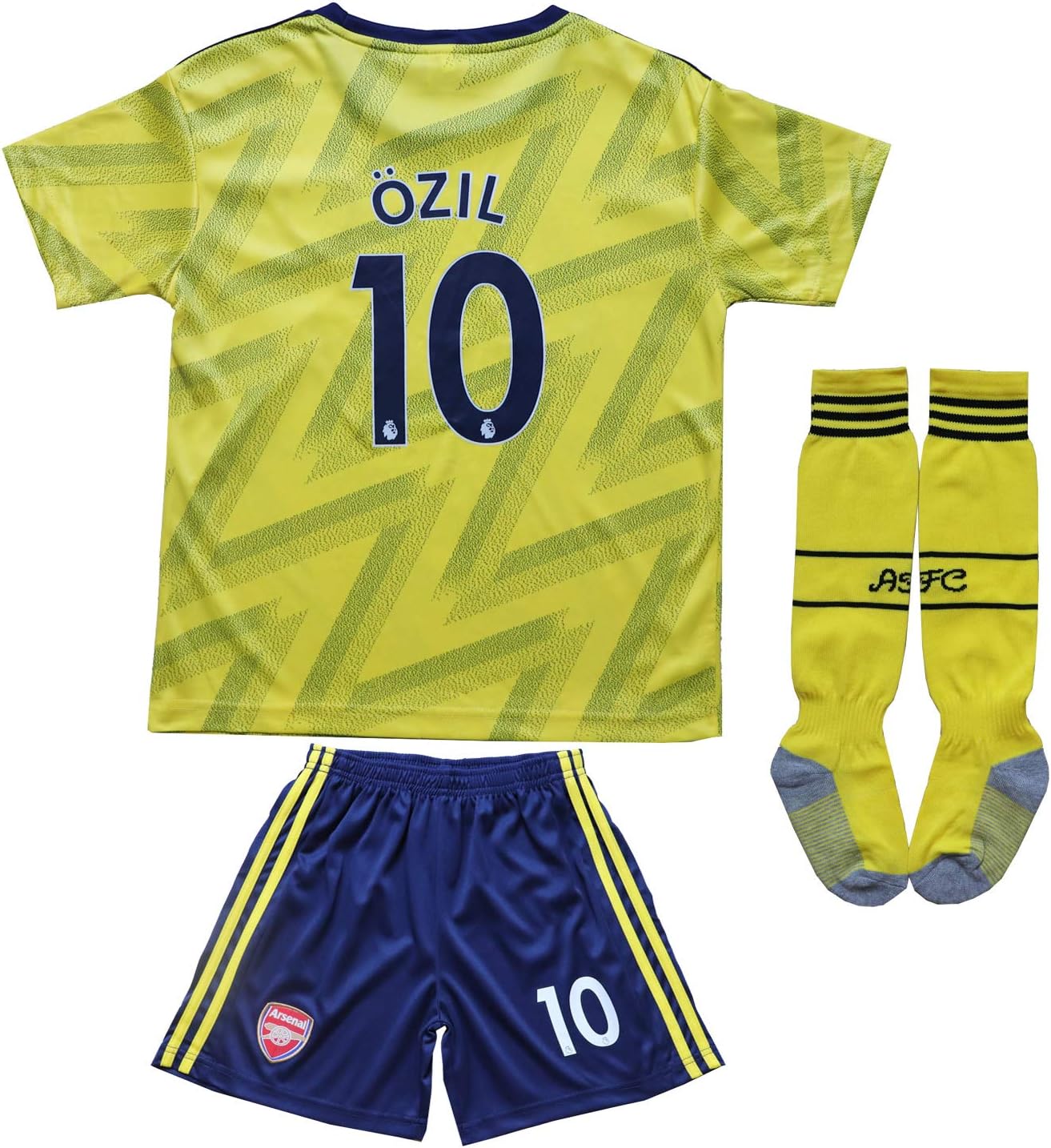 GamesDur 2019/2020 Arsenal M. Ozil 10 Away Yellow Kids Soccer Jersey Set Shirt Short Socks Youth Sizes